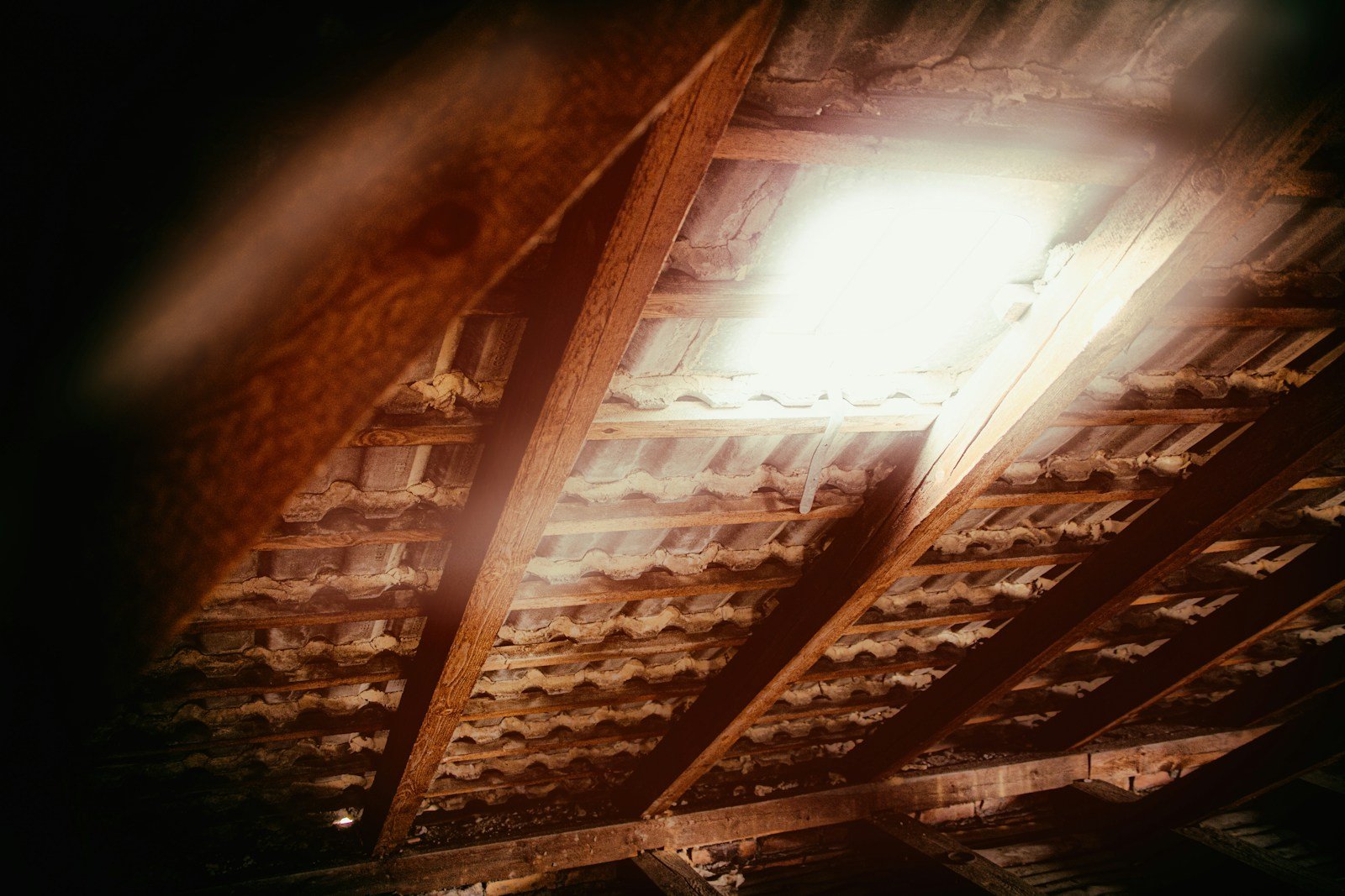 Chambre sous les combles éclairée par une fenêtre de toit