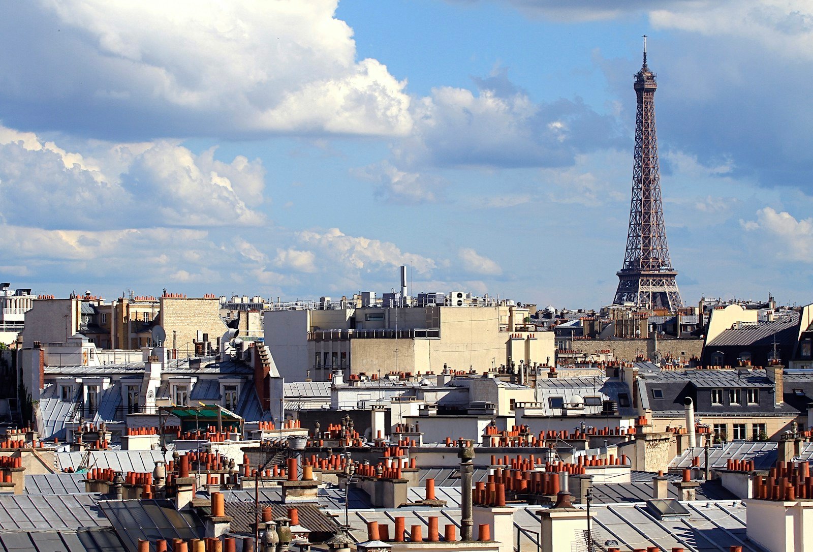 Toits en zinc d'un quartier urbain, lignes de joints et lucarnes